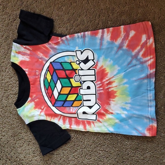 Toddler Boys Girls RUBIK'S Cube Tie Dye T-Shirt Size 2T 3T 4T 5T puzzle game NWT - Picture 1 of 3